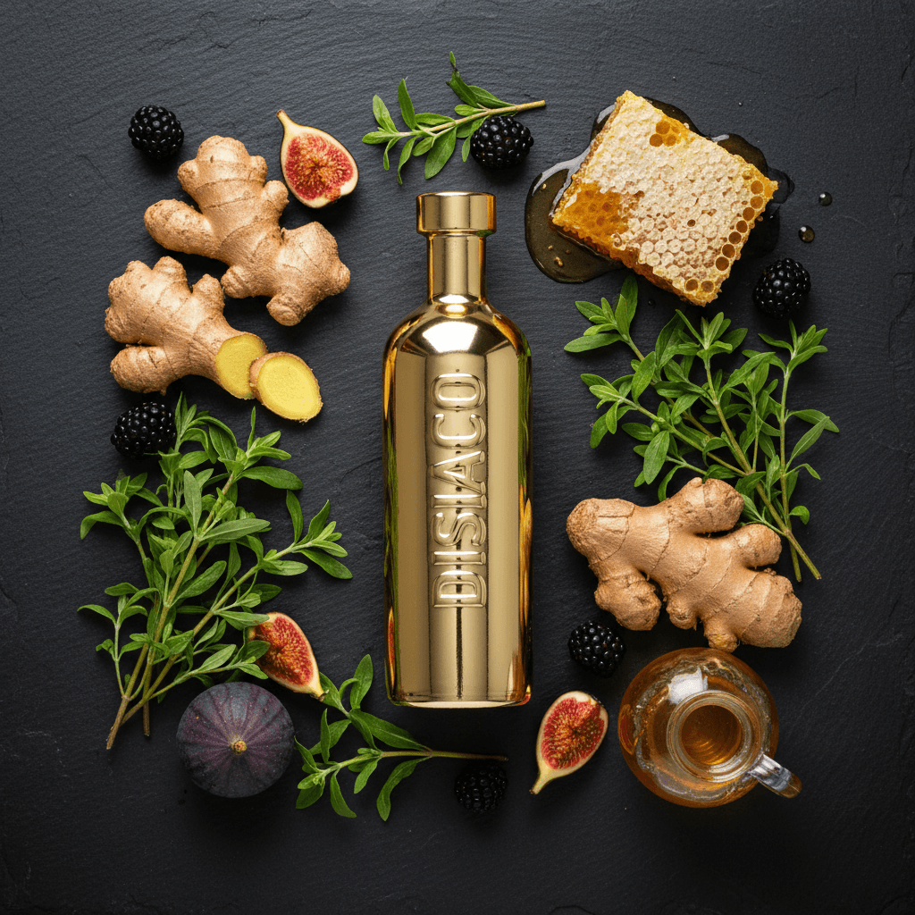 disiaco craft liqueur with all key ingredients